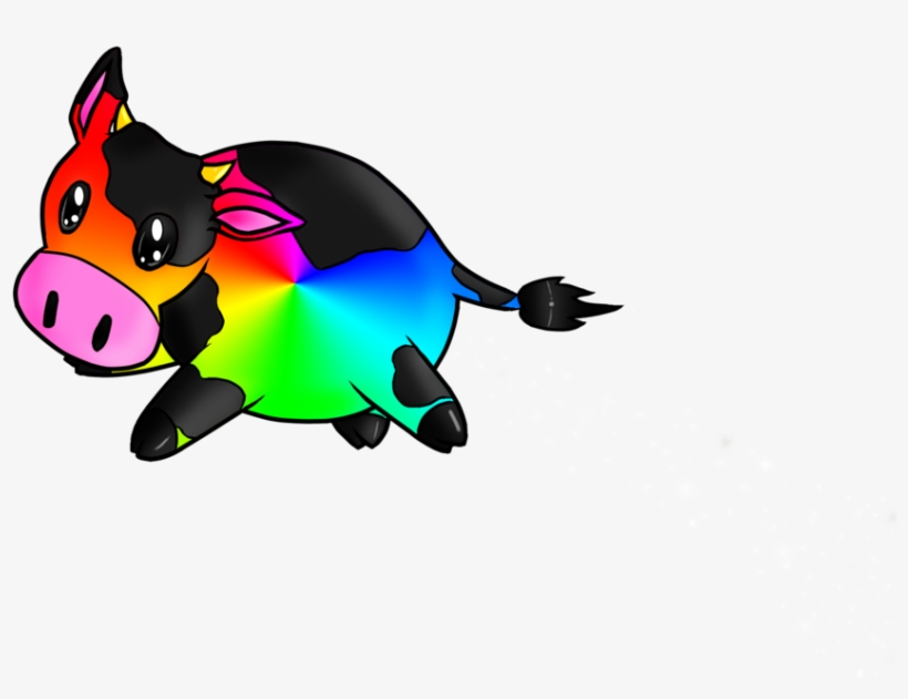 By Terrabird On Deviantart - Rainbow Cow Gif, transparent png #927896