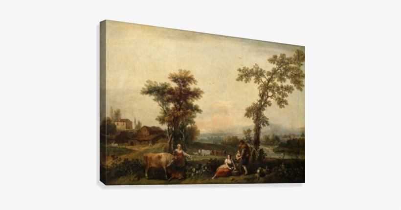 Landscape With Woman Leading A Cow Canvas Print - Zuccarelli Landscape Francesco Zuccarelli, transparent png #928062