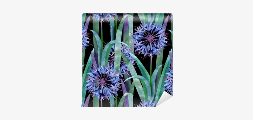 Watercolor Agapanthus Flower Seamless Pattern On Black - Lily Of The Nile, transparent png #928762