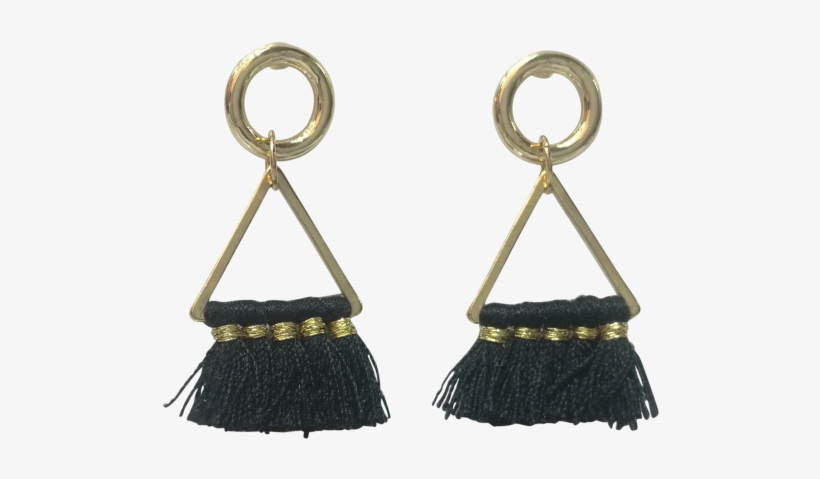 Black Triangle Tassel Sml - Earrings, transparent png #929473