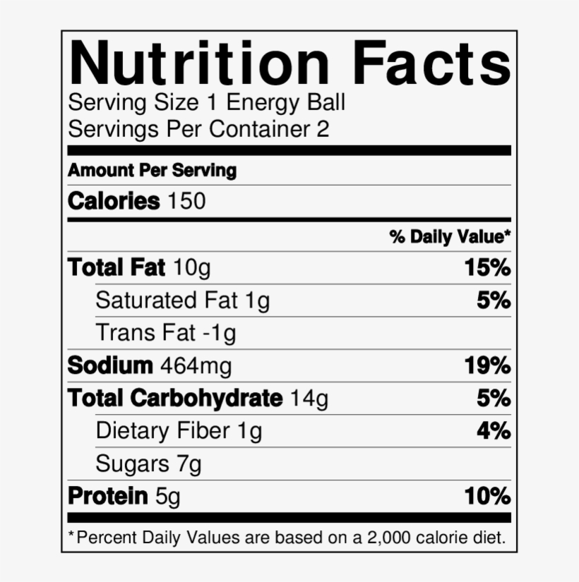 Macha Energy Balls Nutritionlabel - Beer Nuts Hot Bar Mix 32 Oz. Sup Bag, transparent png #929901