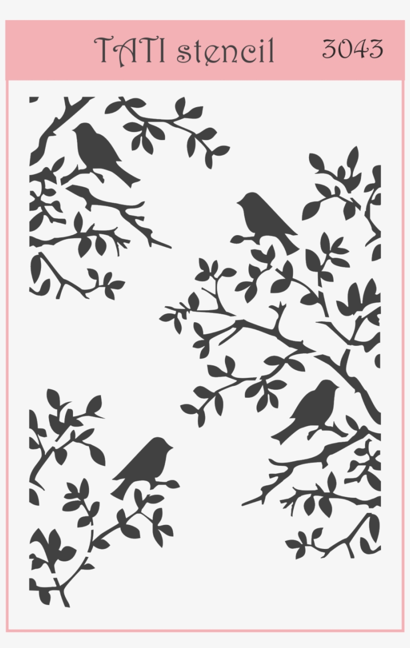 Flexible Stencil Stencil Tati - Tree With Bird Silhouette, transparent png #9201684