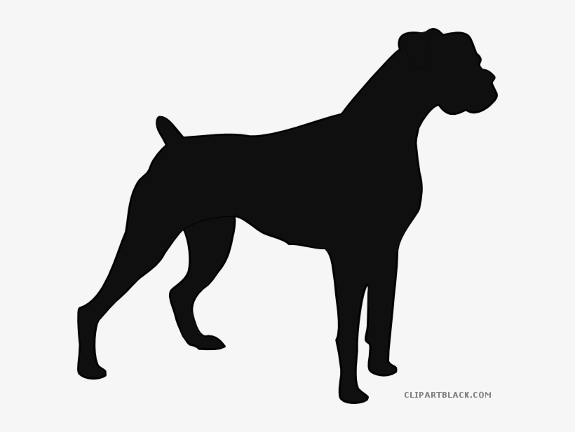 Boxer Dog Clipart Black And White - Boxer Dog Silhouette Vector Free, transparent png #9202483