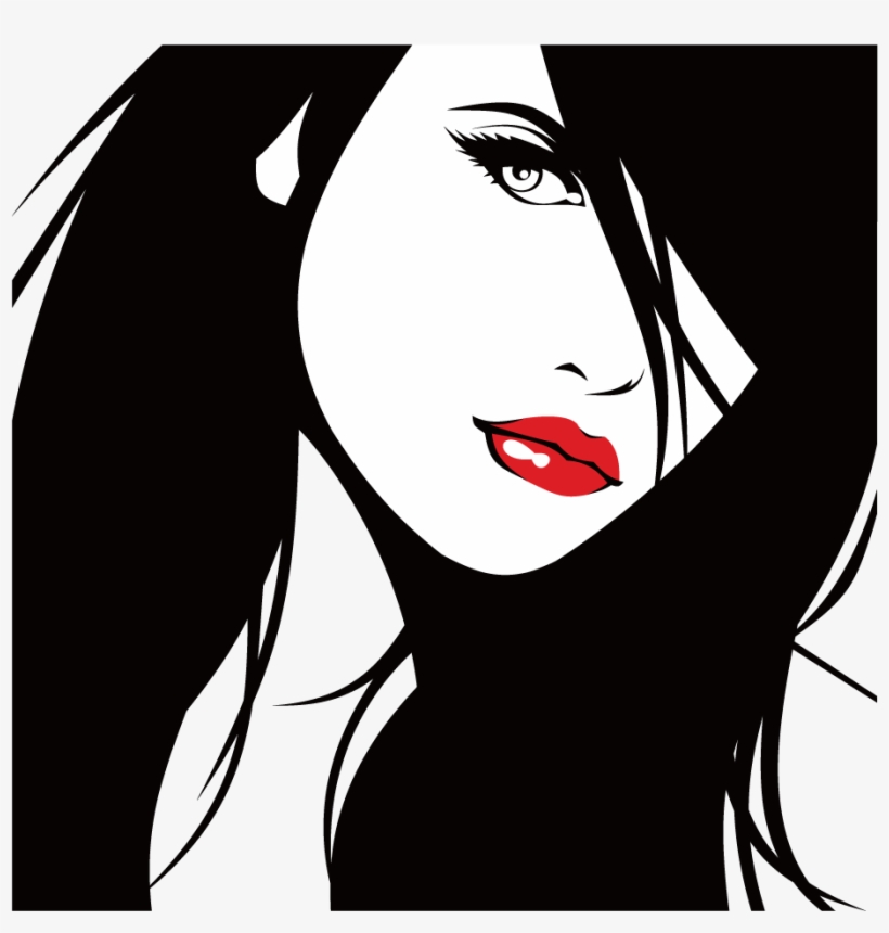 Illustration Beautiful Lips Transprent Png Free Download - Silhouette Girl Face Vector, transparent png #9203133