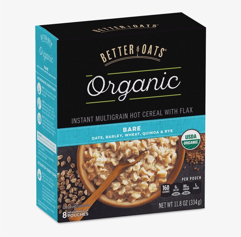 Better Oats Organic Bare Instant Oatmeal Box Image - Better Oats Organic, transparent png #9203947