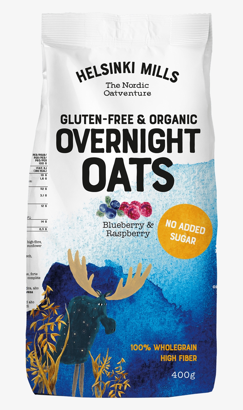 Gluten-free & Organic Overnight Oats Blueberry & Raspberry - Overnight Oats Helsinki Mills, transparent png #9204005