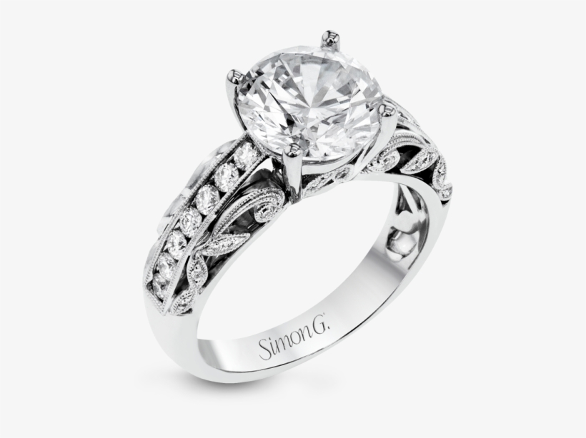 Simon G 18k White Gold Filigree & Leaves Design Diamond - Ring - Free ...