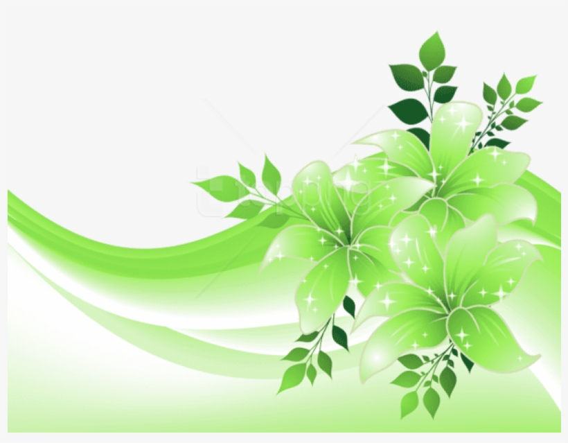 Free Png Green Decoration With Flowers Png Images Transparent - Transparent Green Flowers Png, transparent png #9205851