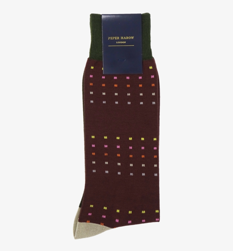 Brown & Green Square Polka Men's Socks - Sock, transparent png #9206041