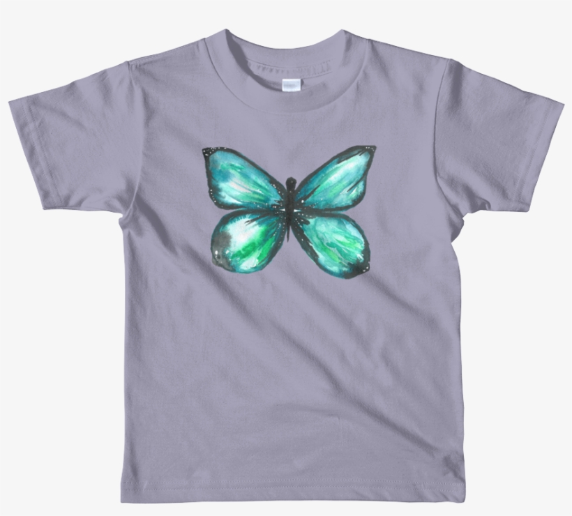 Green Butterfly Short Sleeve Kids T-shirt - T-shirt, transparent png #9206305