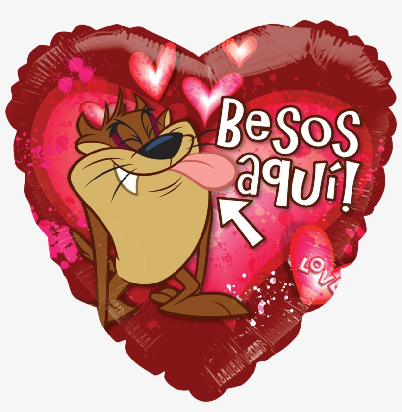 Globo Taz Besos Aqui - Red Heart, transparent png #9206909