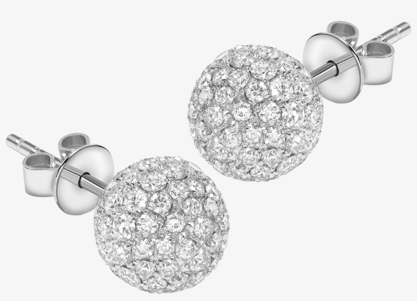 75ct F-vvs1 Round Pavé Set Diamond Ball Earrings In, transparent png #9207414
