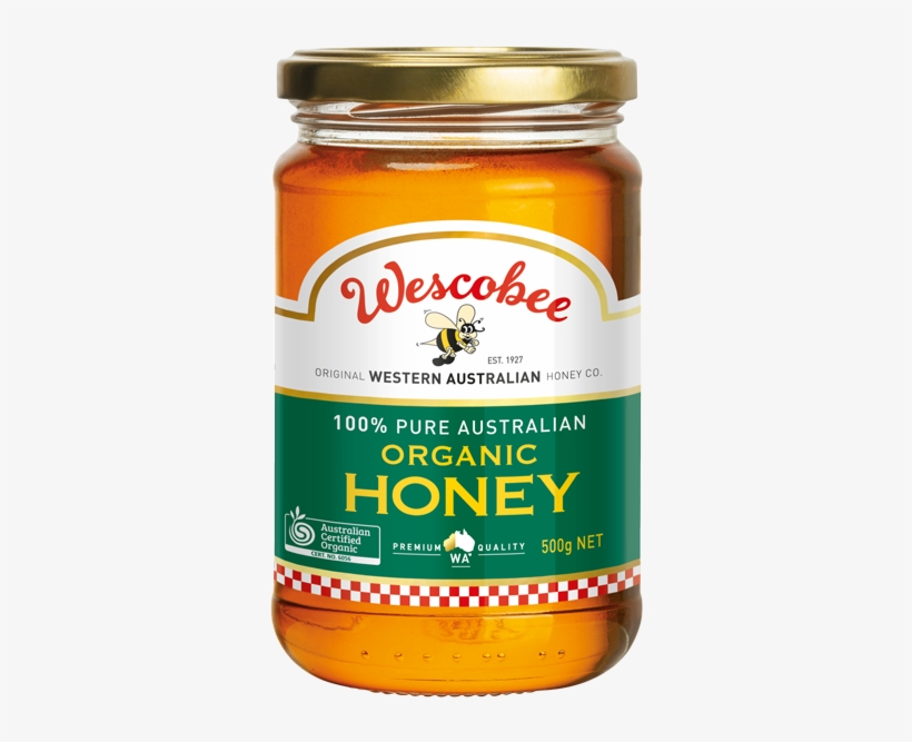 Wescobee Organic Honey Glass Jar 500g - Ghee, transparent png #9207596