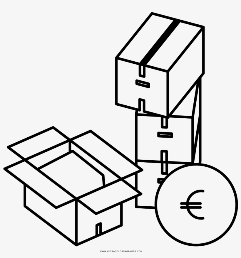 Moving Boxes Coloring Page - Coloring Book, transparent png #9207741