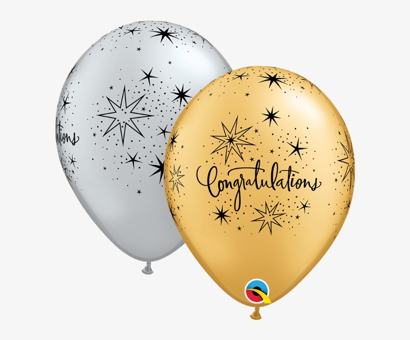 11" Congratulations Elegant Latex Balloons - Gold Balloons, transparent png #9208202