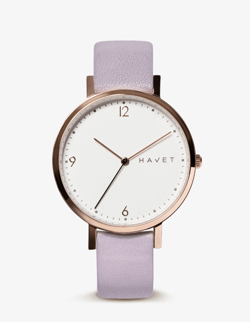 Oro Rosa Esfera Blanca Piel Malva - Analog Watch, transparent png #9208646