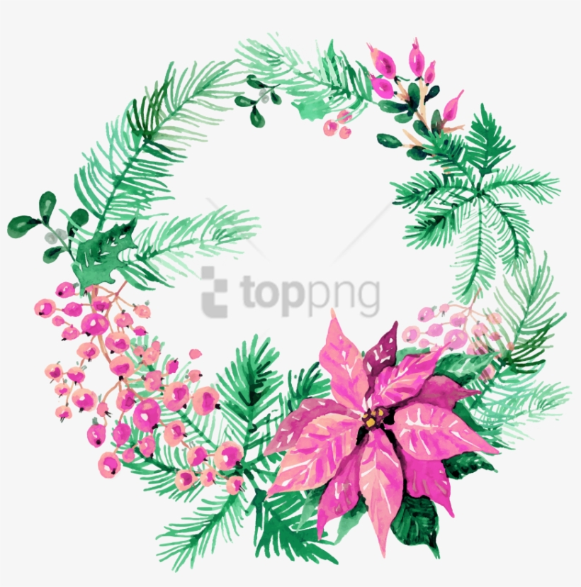 Free Png Download Watercolor Christmas Wreath Png Images - Watercolor Christmas Wreath Clipart, transparent png #9209688