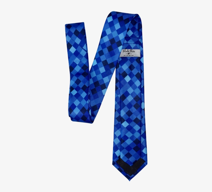 03 Blue Lagoon Pixelated Skinny Neck Tie - Plaid, transparent png #9214520