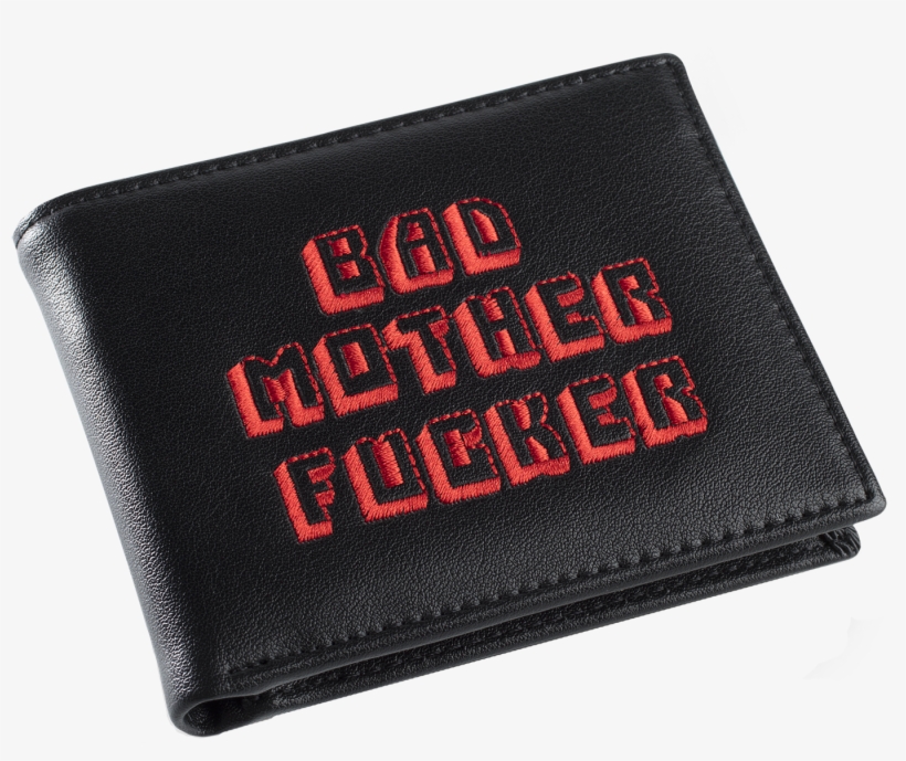 Black/red Embroidered Bad Mother Fucker Leather Wallet - Wallet, transparent png #9219409