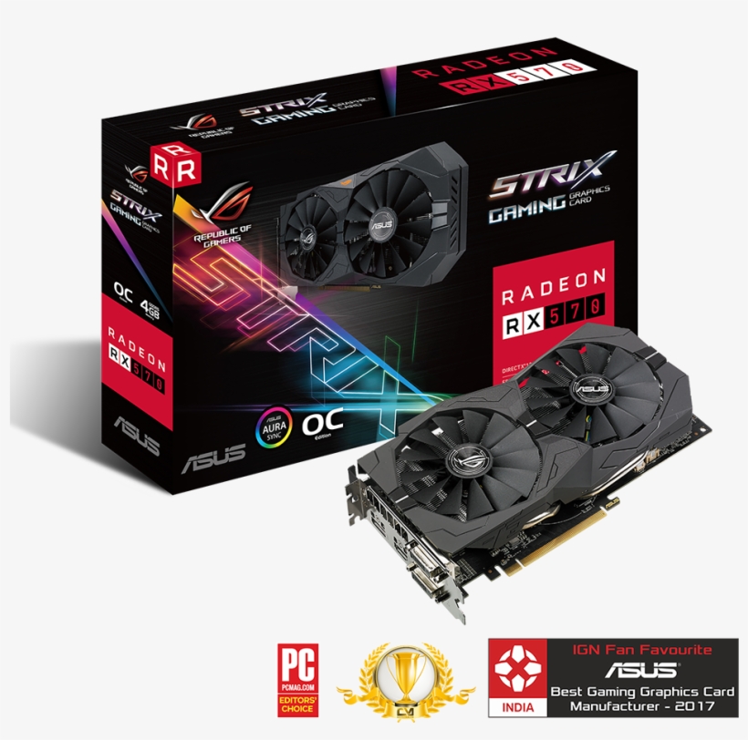 Asus Rog Strix Rx570 04g Gaming Oc Edition 4gb Graphic - Amd Radeon Rx 570, transparent png #9221233