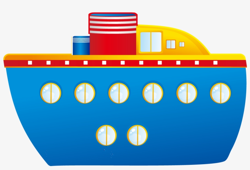Cartoon Cruise Ship - Blue Boat Clip Art, transparent png #9221606