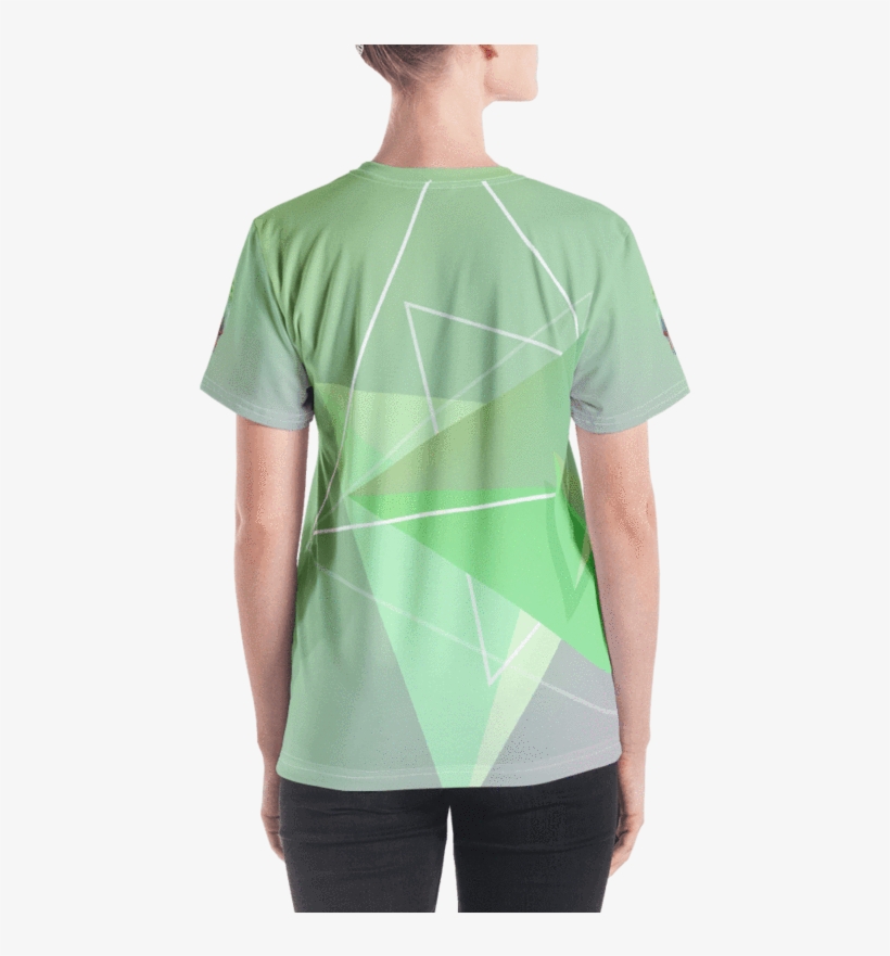 Green Bird In Geometric Art Regular Fit V Neck T Shirt - Active Shirt, transparent png #9222464