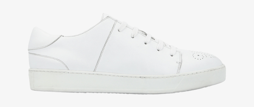 White Leather Sneakers - Tennis Shoe, transparent png #9231094