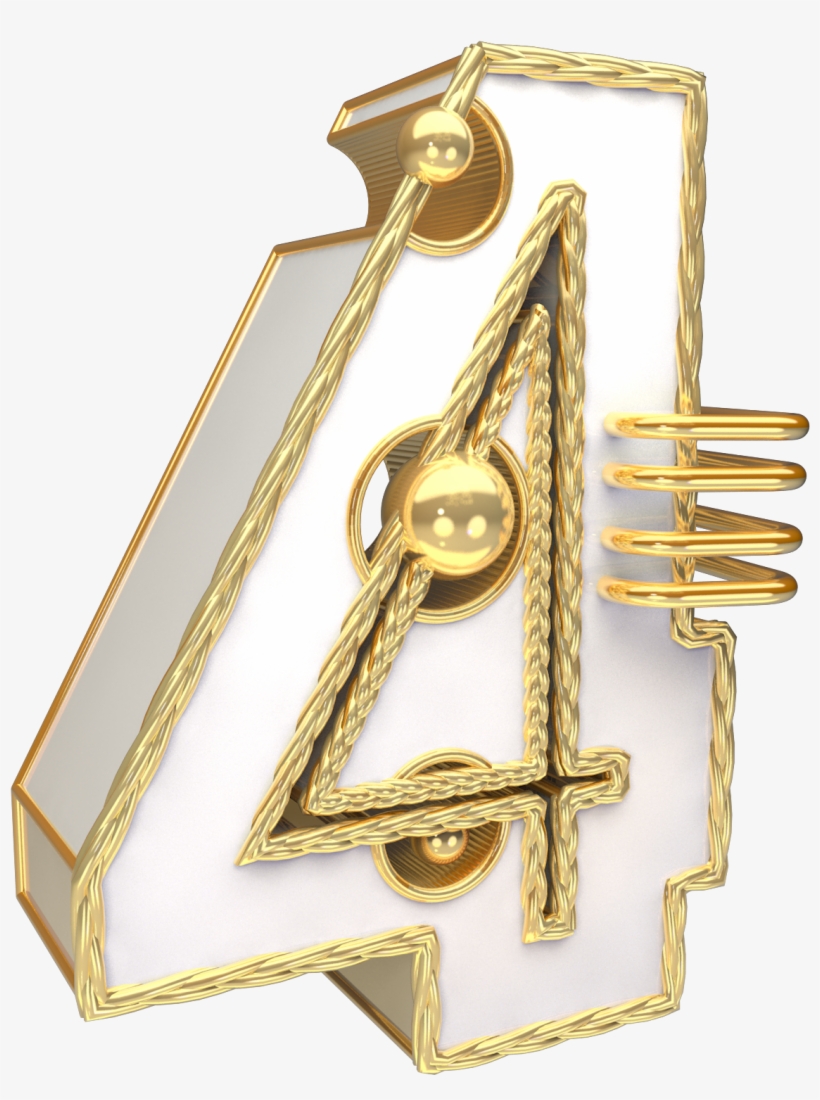 Commercial C4d Font Original White Gold Number 4 Png - Emblem, transparent png #9235522
