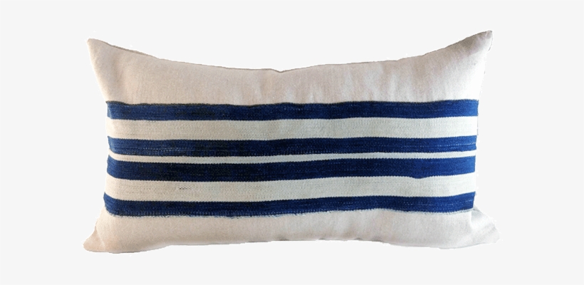 African Indigo Farmhouse Banded Lumbar Pillow - Cushion, transparent png #9235693