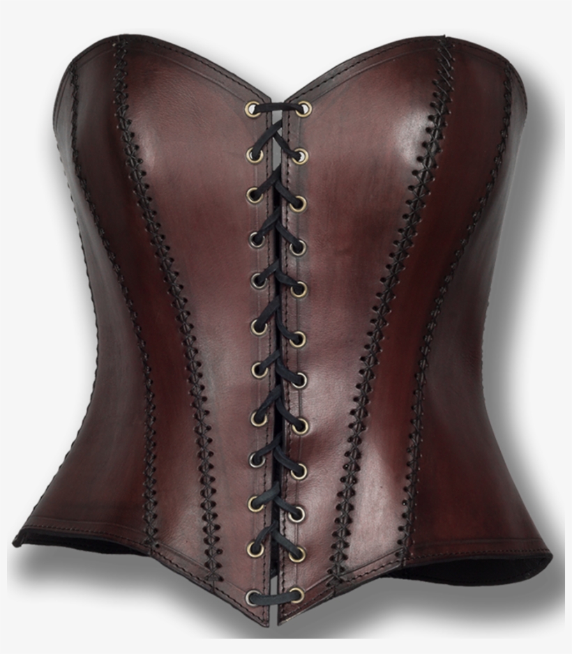 Leather Corset Antique Brown Full Breast - Leder Damen Mittelalter, transparent png #9236210