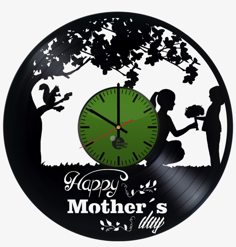 Mother's Day Handmade Vinyl Record Wall Clock Fan Gift - Wall Clock, transparent png #9236609