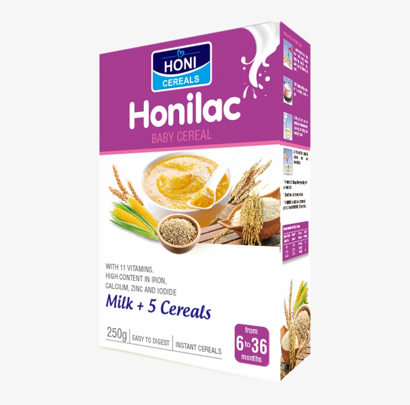 Honilac Baby Cereal With Milk And Five Cereals Flavors - Honilac Milk Cereal, transparent png #9238563