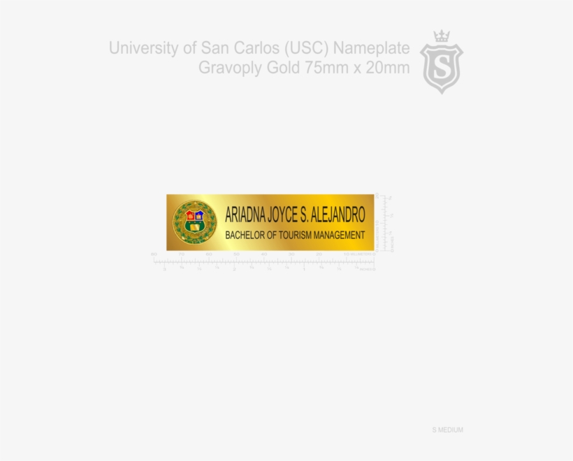 University Of San Carlos Nameplate Gravoply Gold 75mm - University Nameplate, transparent png #9240914