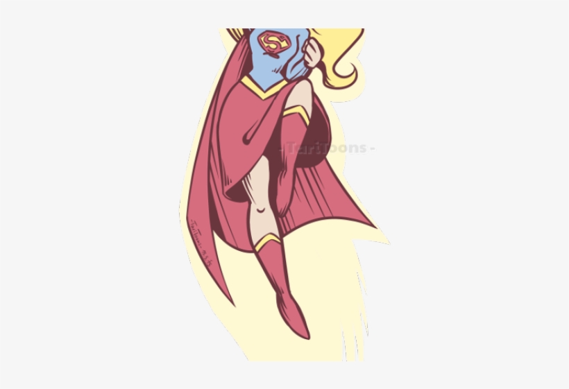 Drawn Supergirl Superwoman - Cartoon, transparent png #9241278