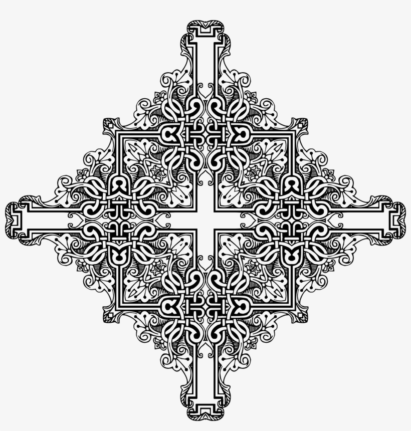 Pink Png Photo Frame With Cross And Flowers - Christian Geometric Patterns Png, transparent png #9241442