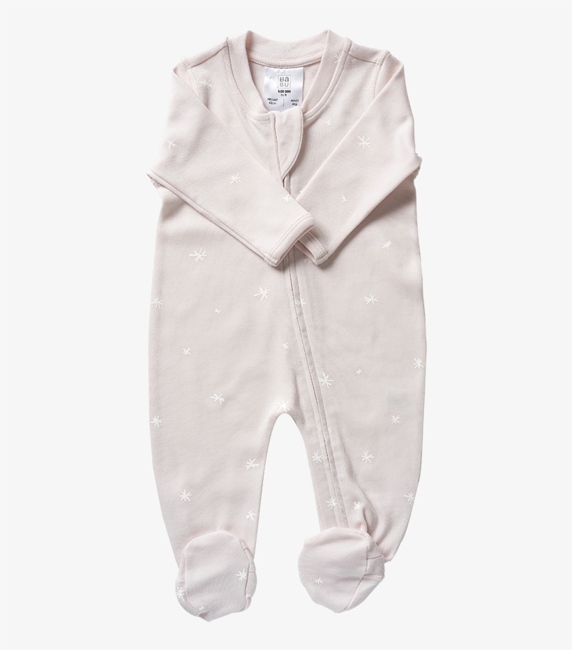 Babu Organic Cotton Long Sleeved Onesie Pink Star - Infant Bodysuit, transparent png #9241585