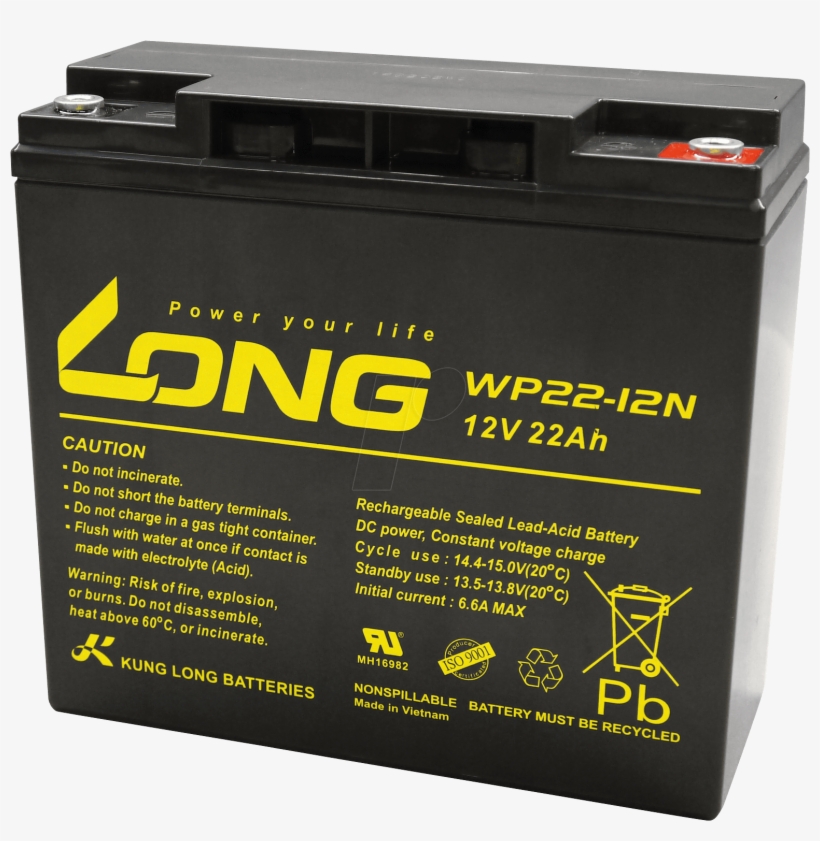 Maintenance Free Rechargeable Lead Fleece Battery, - 12v 22ah, transparent png #9244506