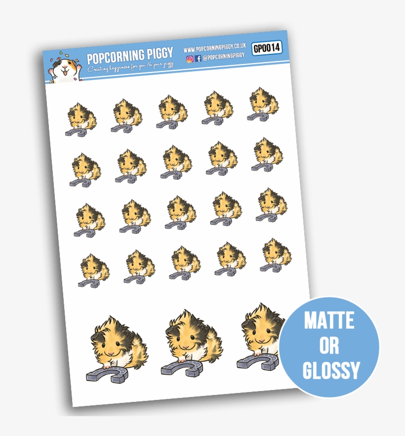 Good Luck, Lucky Abyssinian Guinea Pig Sticker Set - Cartoon, transparent png #9244593