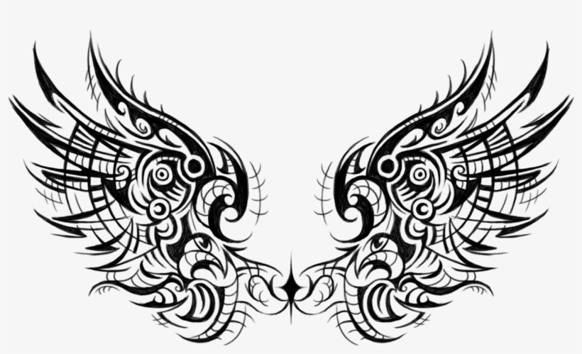 Colourful Black The Tribal Wings As Png's From This - Illustration, transparent png #9250080