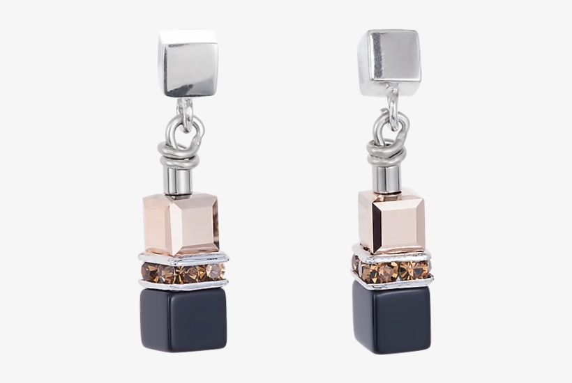 Coeur De Lion Black & Rose Rhinestone Earrings - Earrings, transparent png #9251158