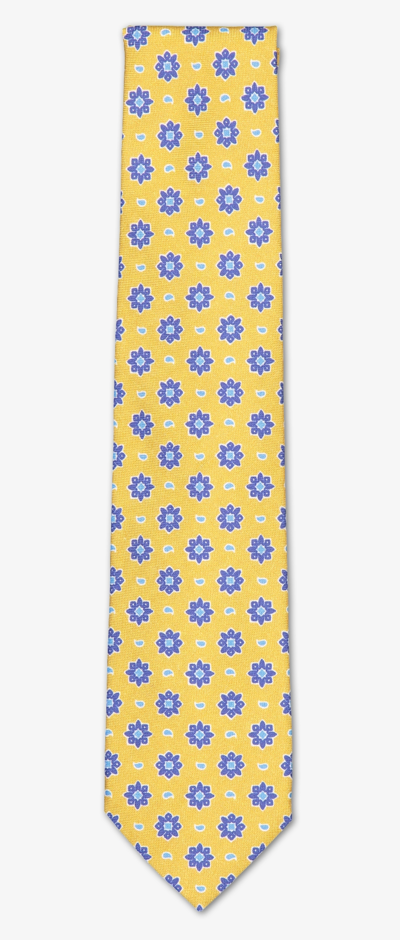 Isaia Tie Yellow Blue Medallion - Ferragamo Red Tie Elephant Flower, transparent png #9253098