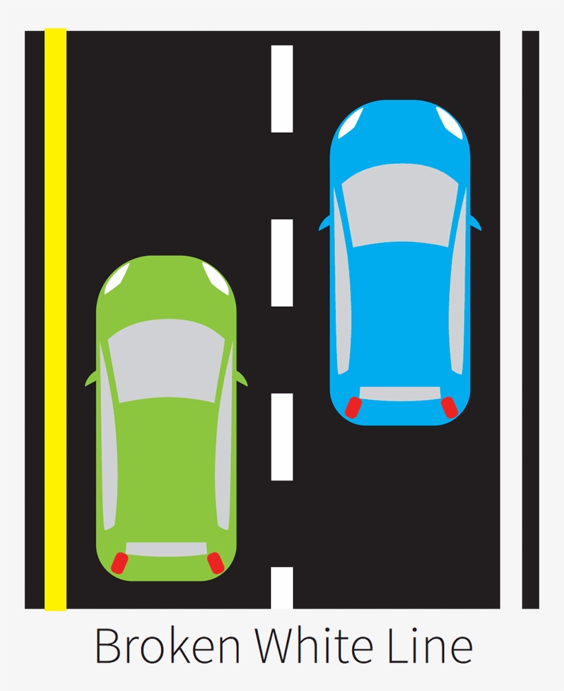 Single Broken White Line - Pavement Markings Meaning Png, transparent png #9254473