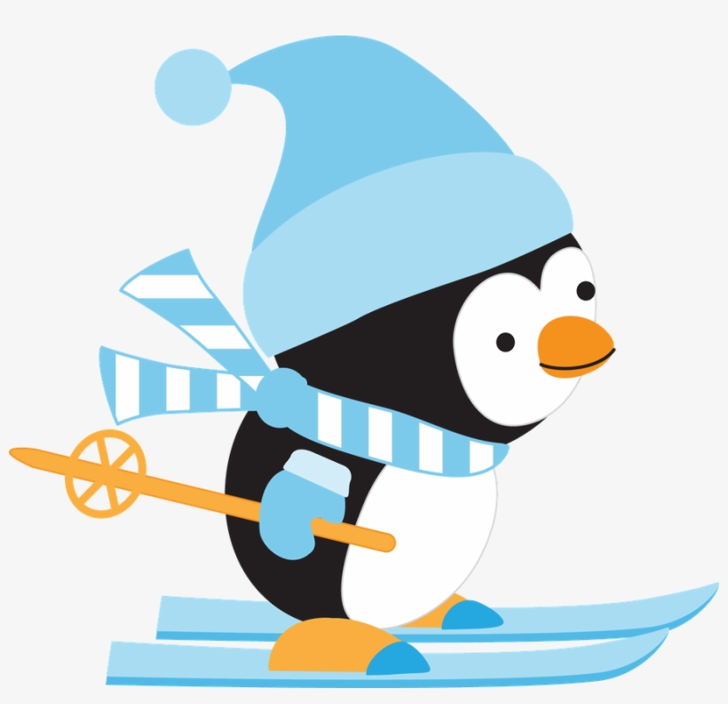 Minus Say Hello Clip Art Pinterest Christmas - Penguin Skiing Clip Art, transparent png #9255498