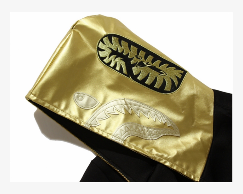 Bape 12211537 Men's Jacket Printing Hoodie Coat Gold - Label, transparent png #9256882