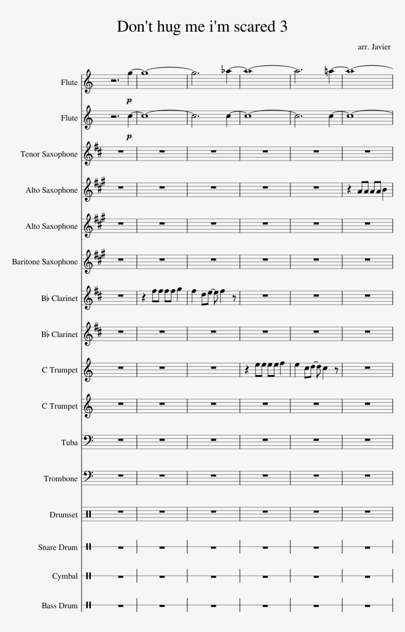 Don't Hug Me I'm Scared 3 Sheet Music Composed By Arr - Sheet Music, transparent png #9260106
