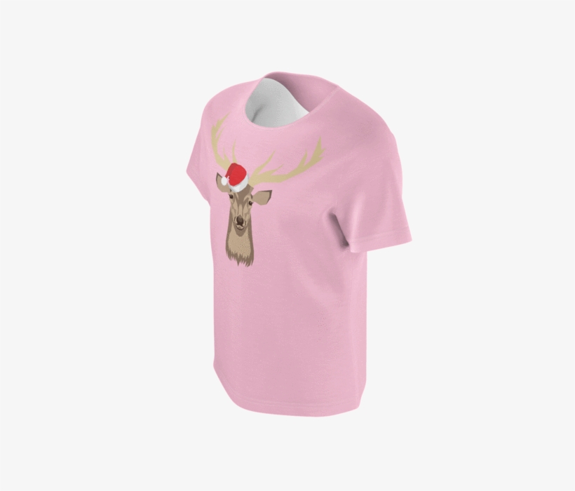 Pastel Pink Reindeer Christmas Hat Girls T-shirt - Hippopotamus, transparent png #9260728