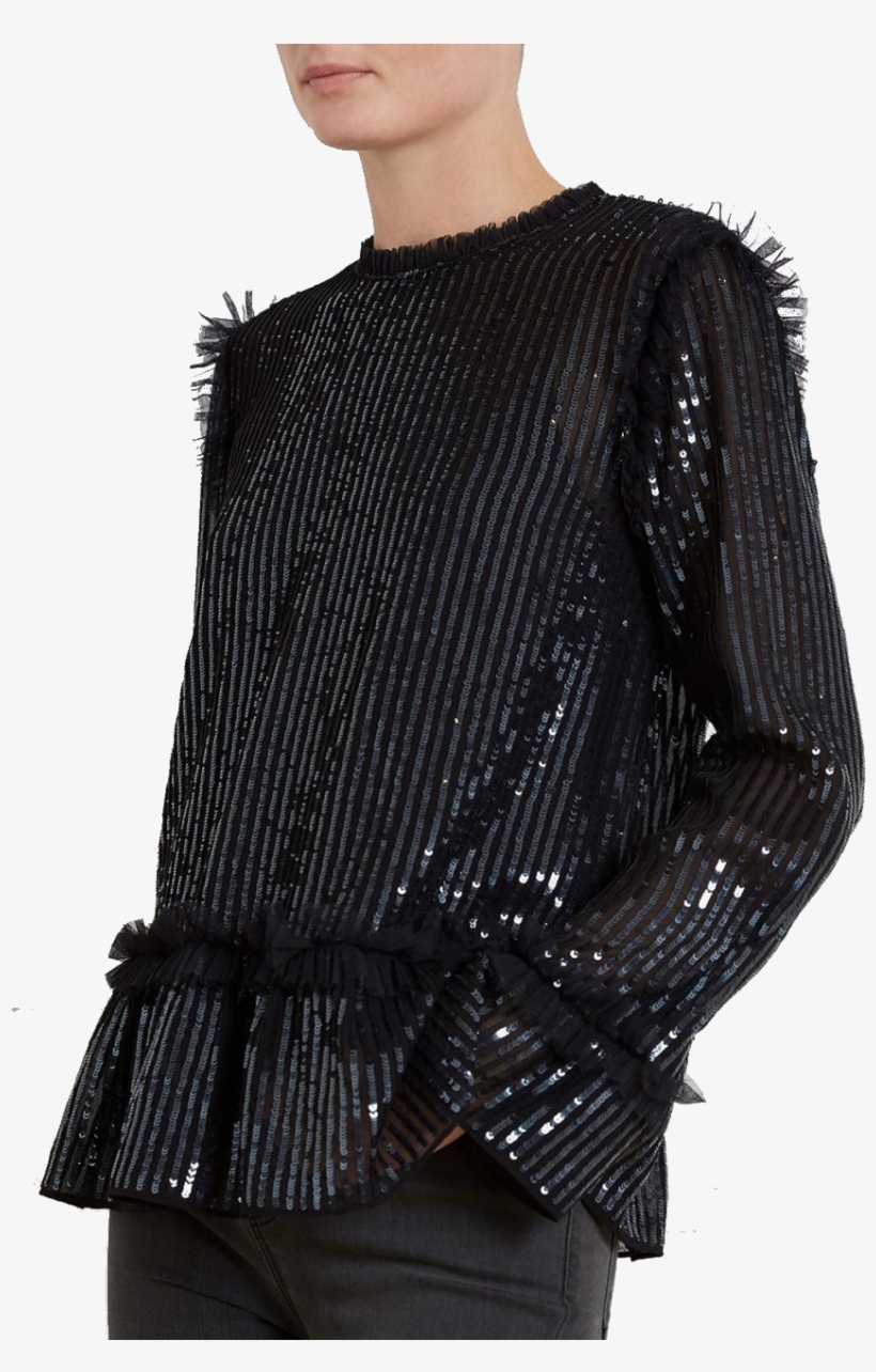 Thread Black Sequin Top - Blouse, transparent png #9260929