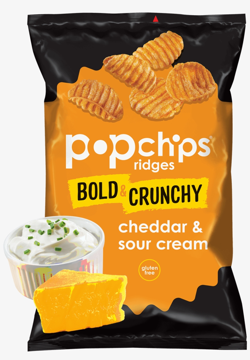 5oz Bag Of Cheddar And Sour Cream Popchips Ridges - Pop Chips, transparent png #9261328