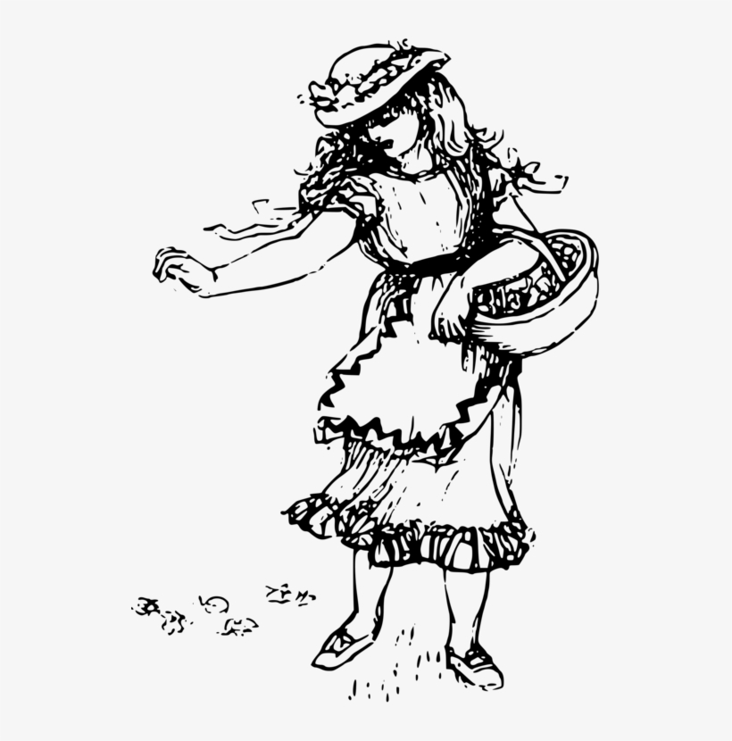 Female Woman Drawing Basket Computer Icons - Girl With Basket Drawing, transparent png #9265063