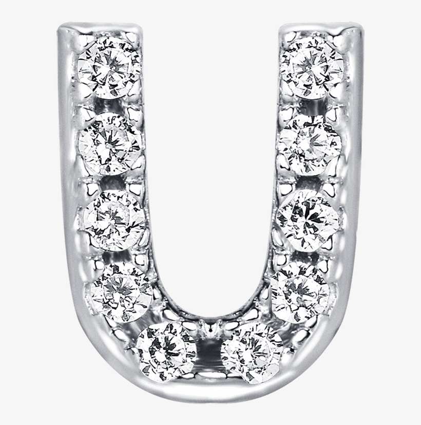 Letter U Locket Charm With White Crystals In White - Body Jewelry, transparent png #9265099